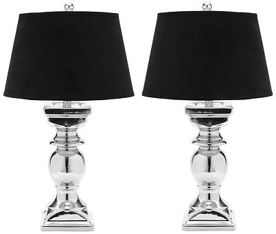 Helen Velvet Table Lamp Set in Silver