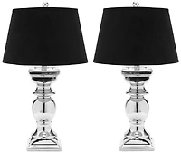 Helen Velvet Table Lamp Set in Silver
