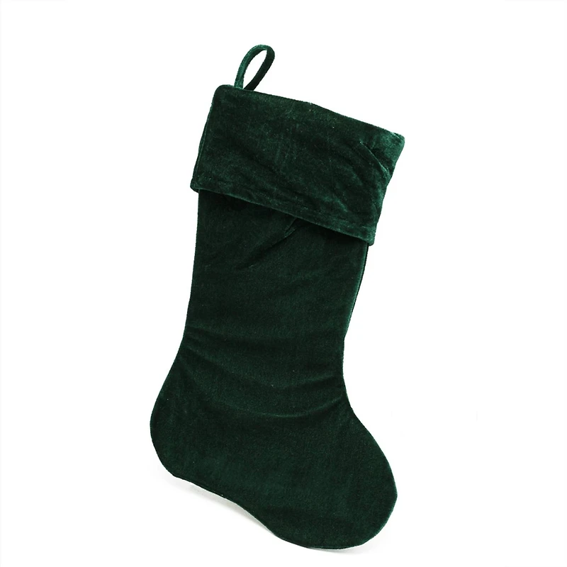 19" Traditional Velvet Christmas Stocking, Green