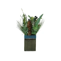 13" Square Potted Frosted Blueberry & Pine Artificial Arrangement