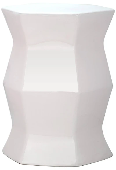 Modern Hexagon Garden Stool in Creme