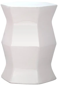 Modern Hexagon Garden Stool in Creme