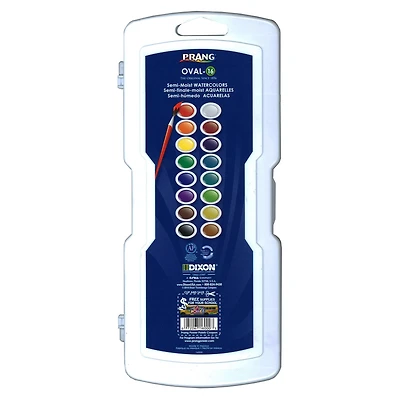 Prang® 16 Colors Watercolor Oval Pan with Brush