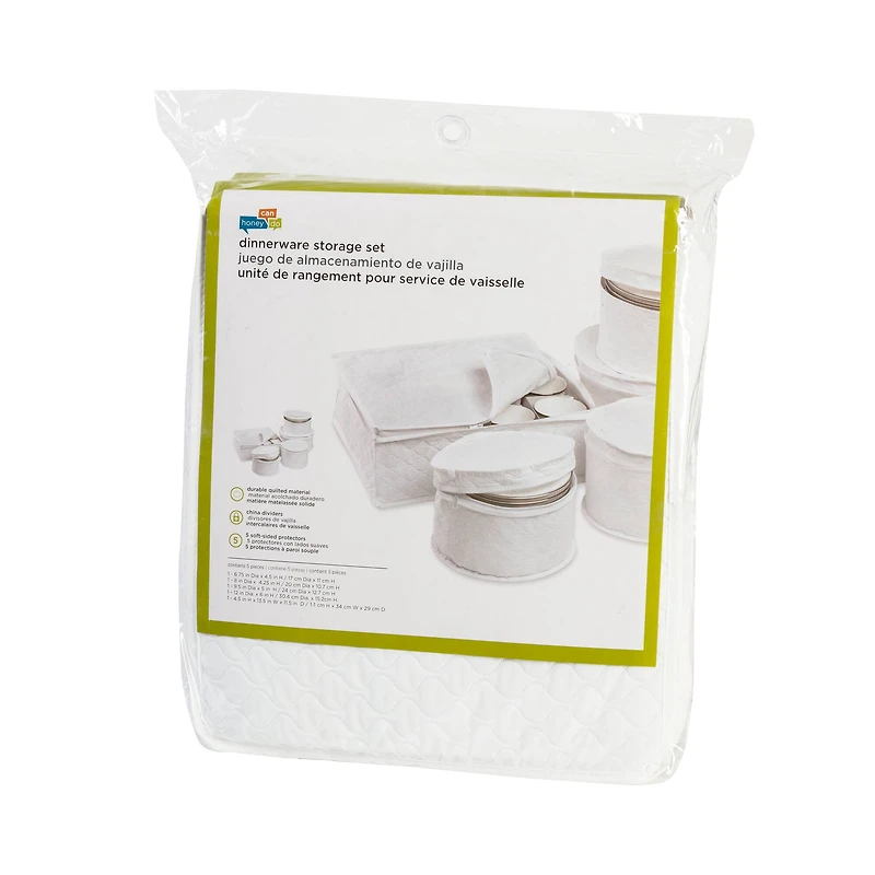 Honey Can Do White Dinnerware Storage Set, 5 Pieces