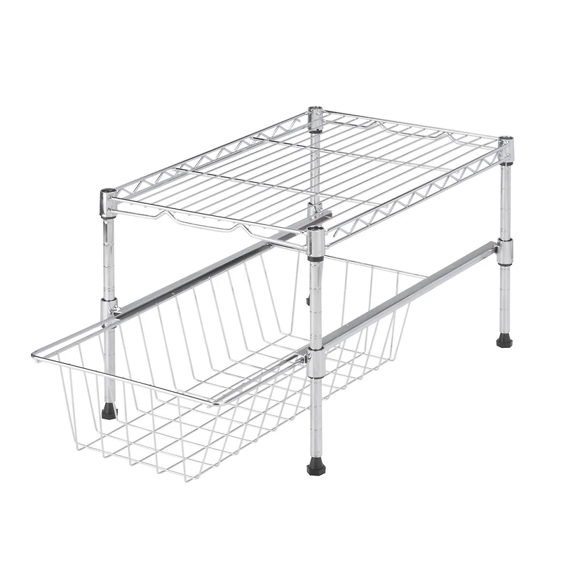 Honey Can Do Chrome Adjustable Shelf With Under Cabinet Organizer