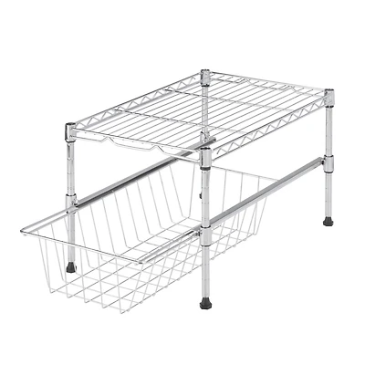 Honey Can Do Chrome Adjustable Shelf With Under Cabinet Organizer