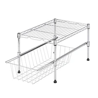 Honey Can Do Chrome Adjustable Shelf With Under Cabinet Organizer