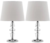 Crescendo Tiered Crystal Lamp Set in White