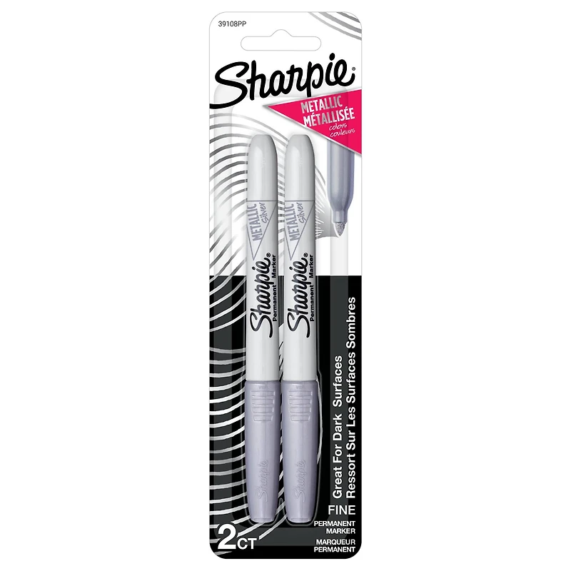 Sharpie® Metallic Fine Point Permanent Markers, Silver