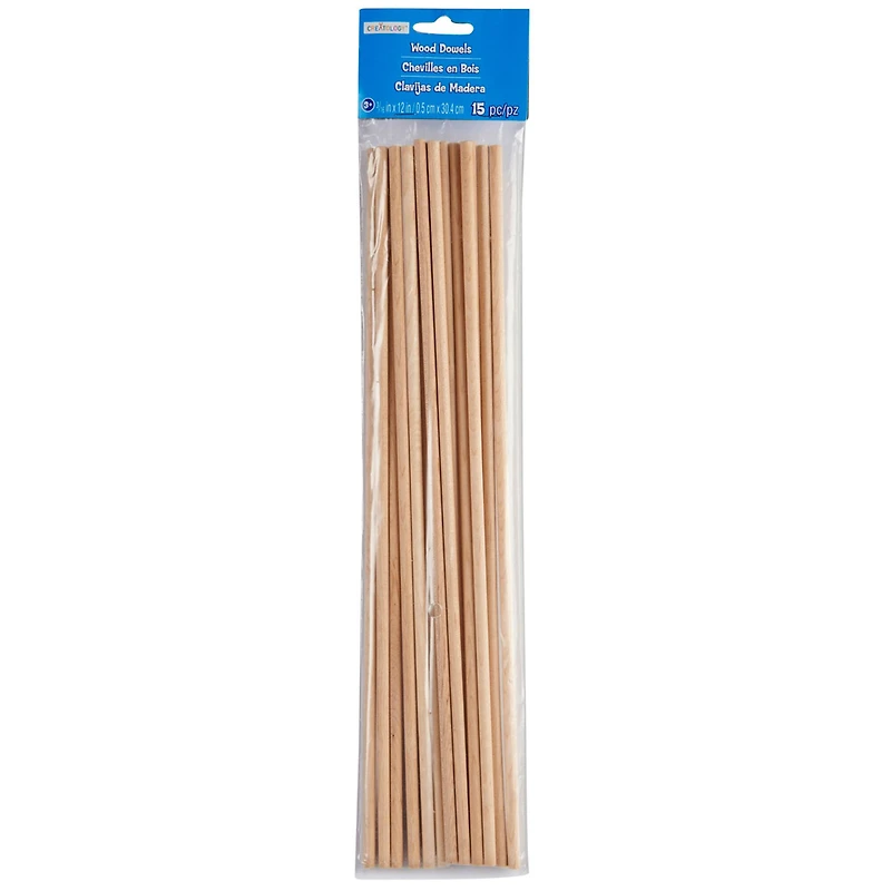 12 Packs: 15 ct. (180 total) 3/16" x 12" Wood Dowels by Creatology™
