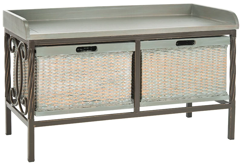 Noah Storage Bench in Antique Pewter/French Grey