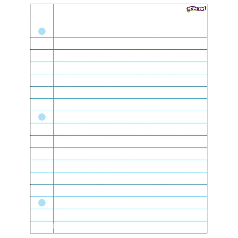 Notebook Paper Wipe-Off® Chart, 17" x 22", 6 Pack