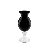 15.75" Transparent Glass Flower Vase, Jet Black