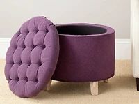 Amiela Tufted Ottoman in Plum