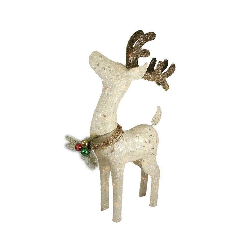 37" Pre-lit Sisal Standing Reindeer Yard Decoration