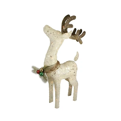 37" Pre-lit Sisal Standing Reindeer Yard Decoration