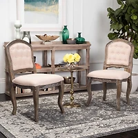 Eloise Dining Chair Set of 2 in Beige & Rustic Oak