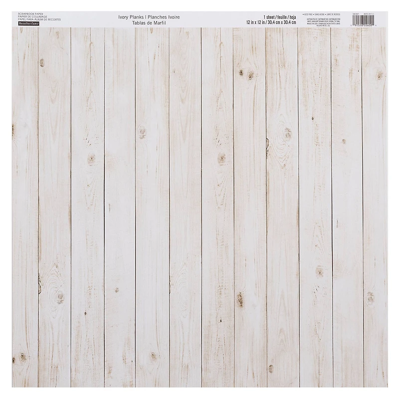48 Pack: Ivory Planks Scrapbook Paper by Recollections®, 12" x 12"