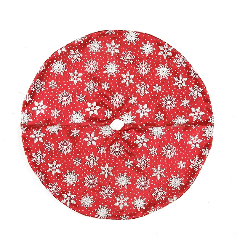 20" Red & White Snowflakes with Silver Glitter Mini Tree Skirt