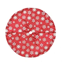 20" Red & White Snowflakes with Silver Glitter Mini Tree Skirt