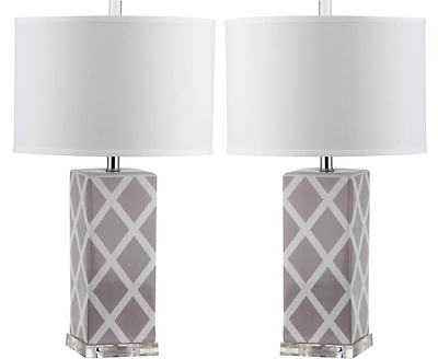 Garden Lattice Table Lamp Set in Grey
