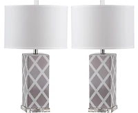 Garden Lattice Table Lamp Set in Grey