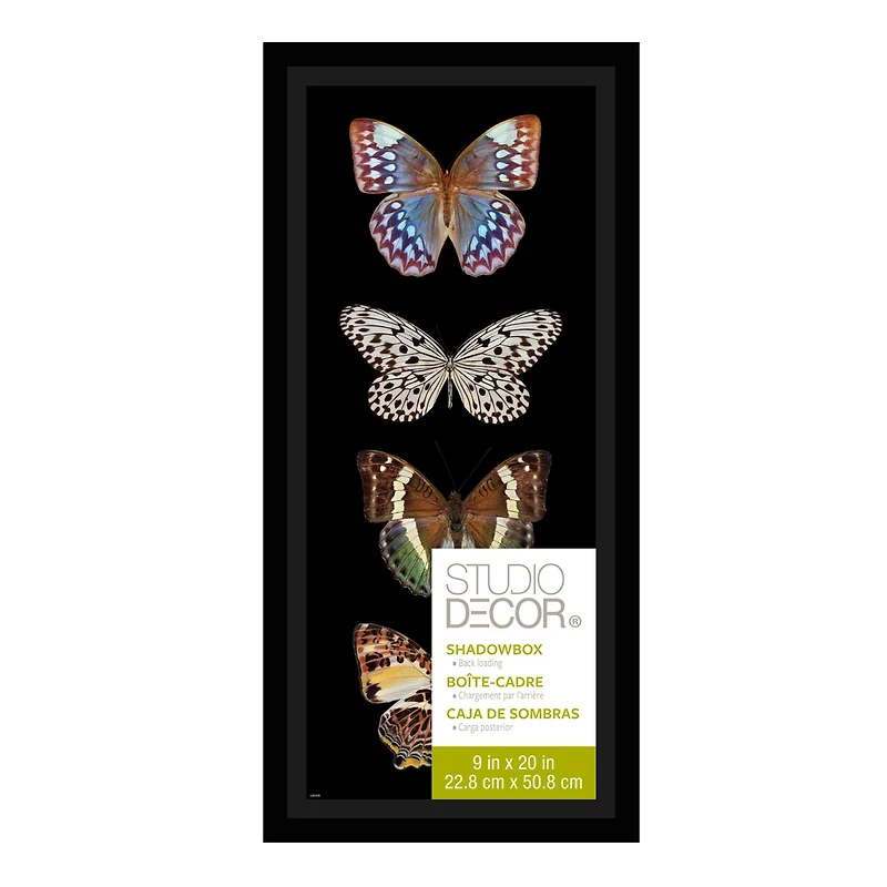 9" x 20" Black Panel Shadow Box by Studio Décor®