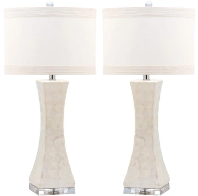Shelley Concave Table Lamp Set in White