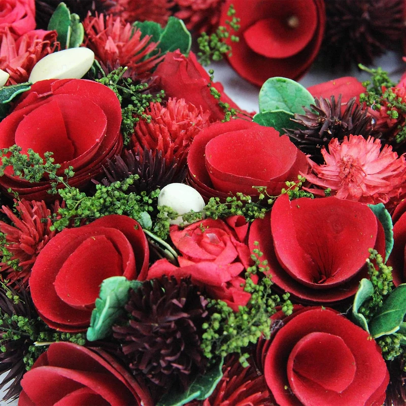 13.5" Red Rose Flower Heart Valentine's Day Wreath