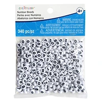 White Circular Number Beads By Creatology™