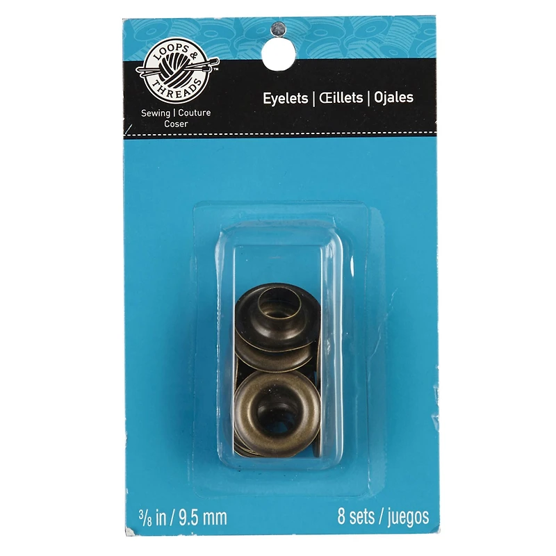12 Packs: 8 ct. (96 total) 3/8" Antique Brass Eyelets by Loops & Threads™