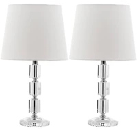Erin Crystal Cube Lamp Set in White
