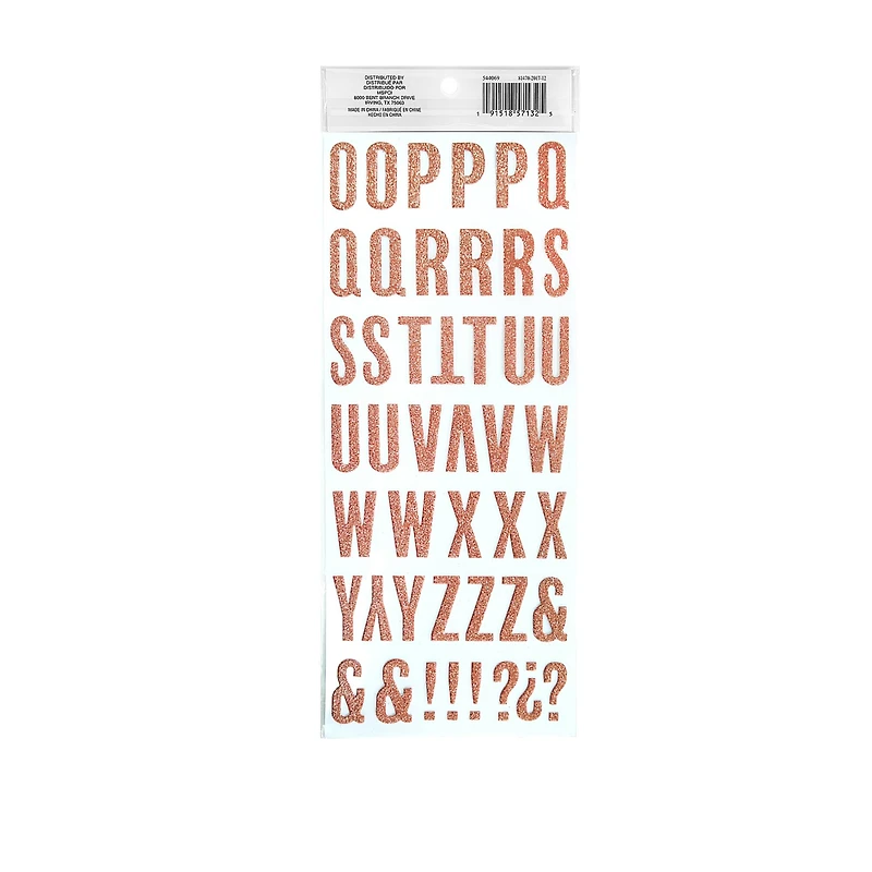 Rose Gold Glitter Alphabet Chipboard Stickers by Recollections™