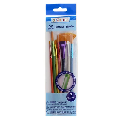 12 Packs: 7 ct. (84 total) Metallic Paint Brushes by Creatology®