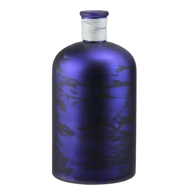 10" Seaside Treasures Marbled Glass Vase, Indigo & Black