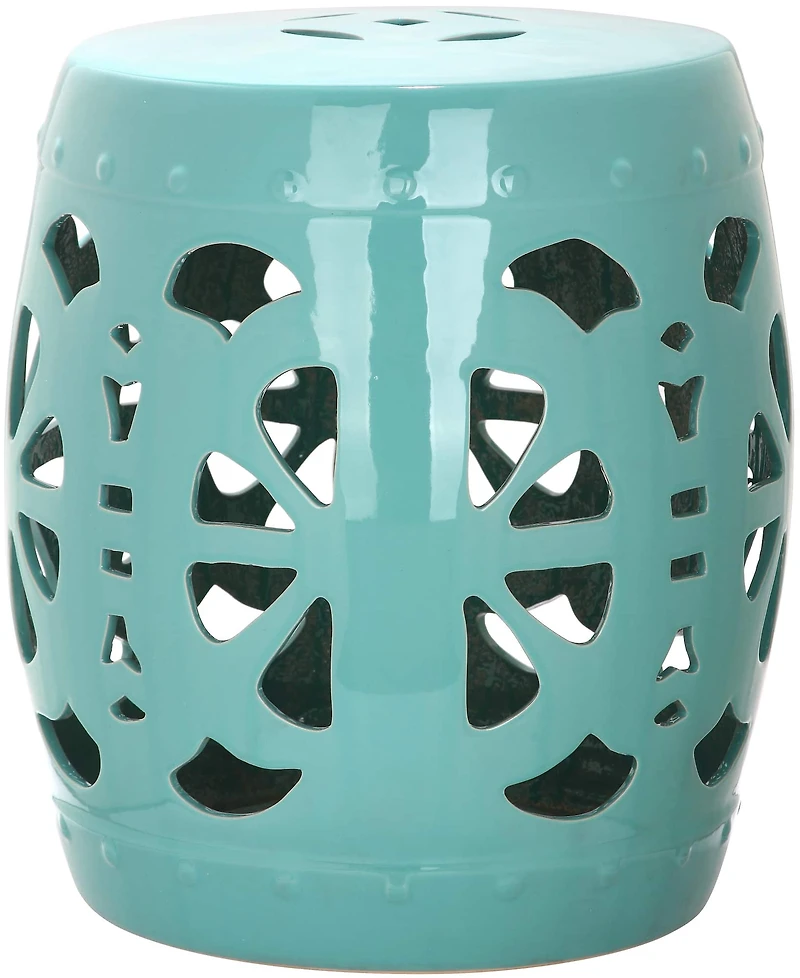 Stencil Blossom Garden Stool in Light Blue