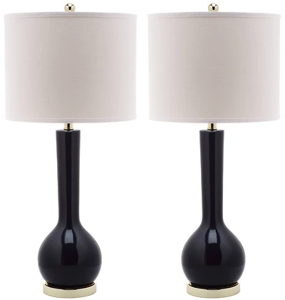 Mae Long Neck Table Lamp Set in Navy