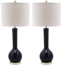 Mae Long Neck Table Lamp Set in Navy