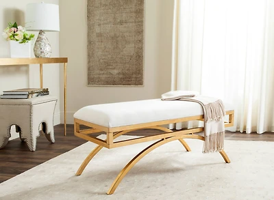 Moon Arc Bench in Light Beige & Gold
