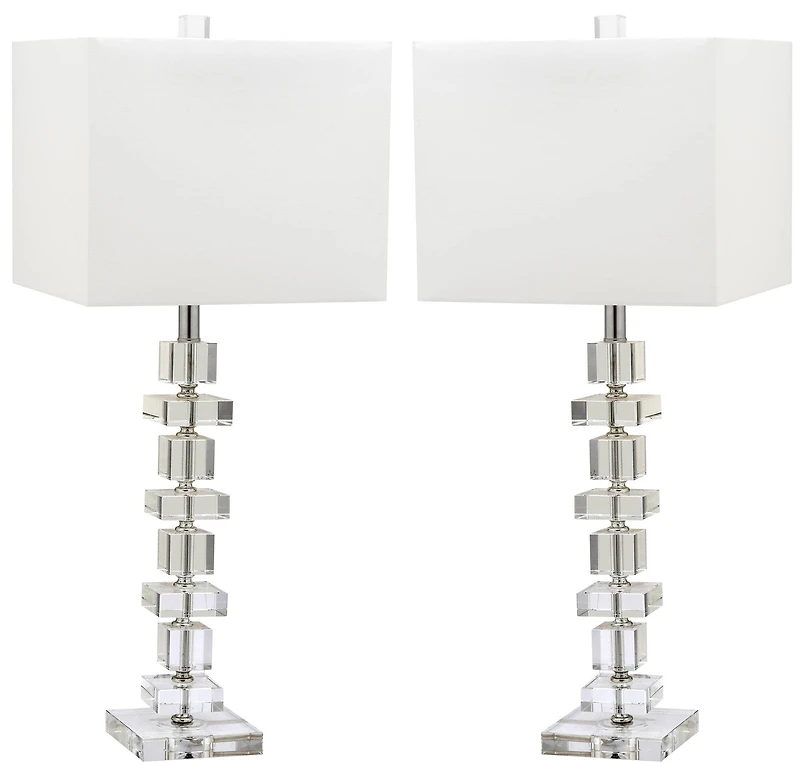 Deco Crystal Table Lamp Set in Crystal