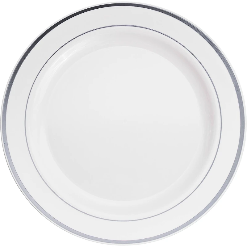 10.3" Round Banquet Plates with Silver Trim by Celebrate It™, 10ct.