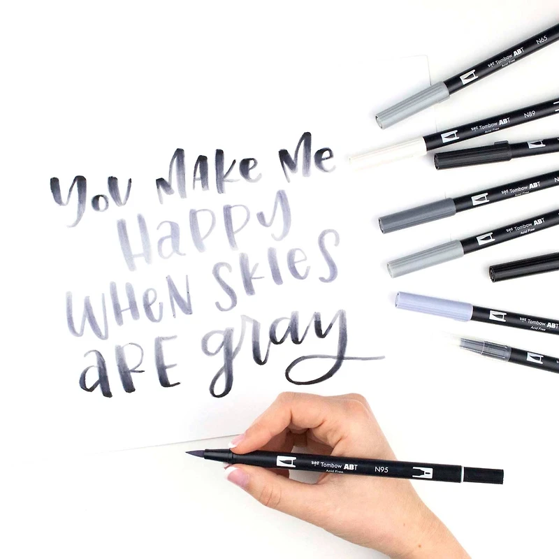 Tombow Grayscale Palette Dual Brush Pen Set