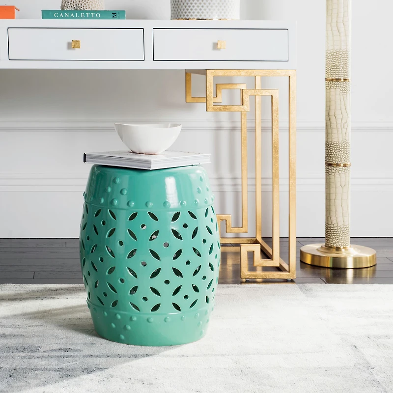 Lattice Coin Stool in Robins Egg Blue