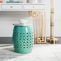 Lattice Coin Stool in Robins Egg Blue