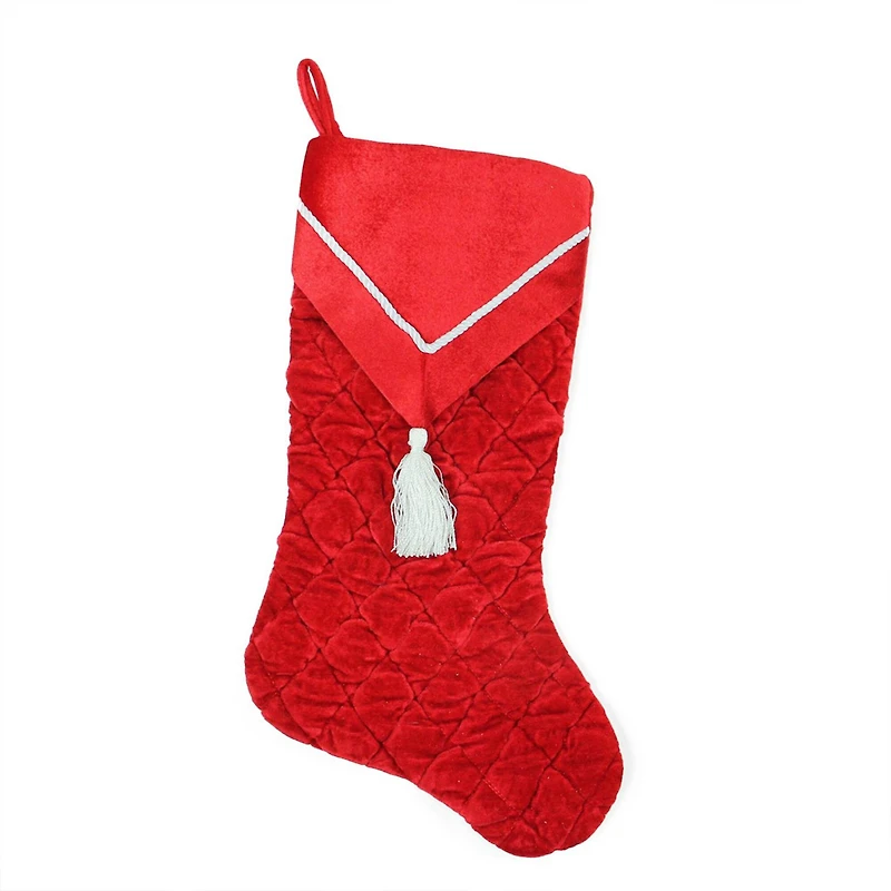 20.5" Quilted Red V-Cuff Christmas Stocking