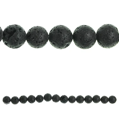 9 Pack: Black Natural Lava Round Beads, 12mm by Bead Landing™