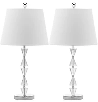 Deco Prism Crystal Lamp Set in Clear & White