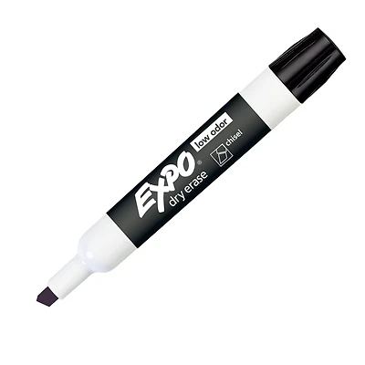 Expo® Low Odor Dry Erase Marker, Chisel Tip, Black, Pack of 24