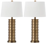 Linus Brass Column Lamp Set in Gold