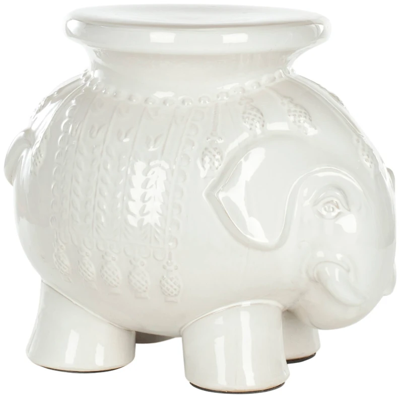 Elephant Garden Stool in White